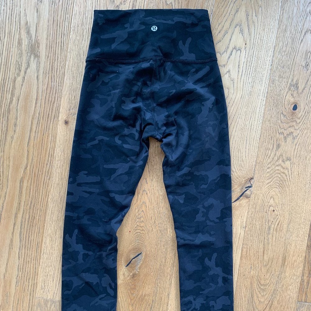 Lululemon wunder train leggings, grey/black camo, 25" length, size 4